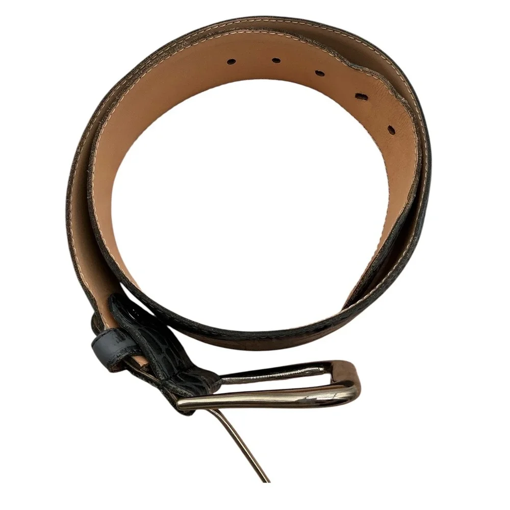 Edward‎ Sportsma Womens Dark Grey Croc Embossed Leather Belt Made in Italy Small